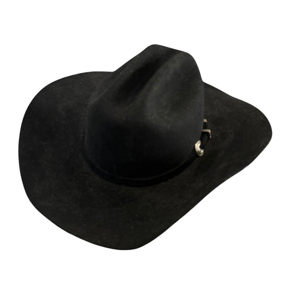 Justin XXX Western Wear Cowboy Hat Unisex 7 1/8th 57 Black Wool Cowgirl Buckle - Picture 4 of 15